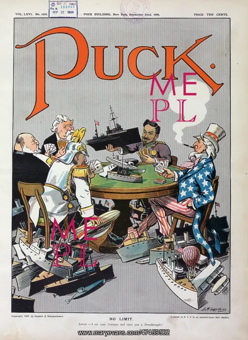  : No limit. Illustration shows a high-stakes poker game with Uncle Sam