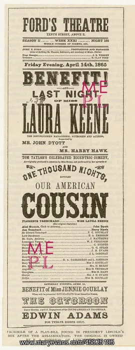 : LINCOLN ASSASS. / PLAYBILL : LINCOLN ASSASS. / PLAYBILL