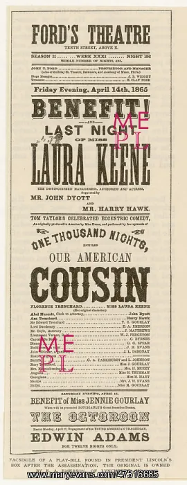 : LINCOLN ASSASS. / PLAYBILL : LINCOLN ASSASS. / PLAYBILL