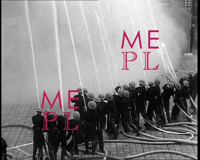 : A Line of ARP Wardens Spraying Hoses Upwards : A Line of ARP Wardens Spraying Hoses Upwards