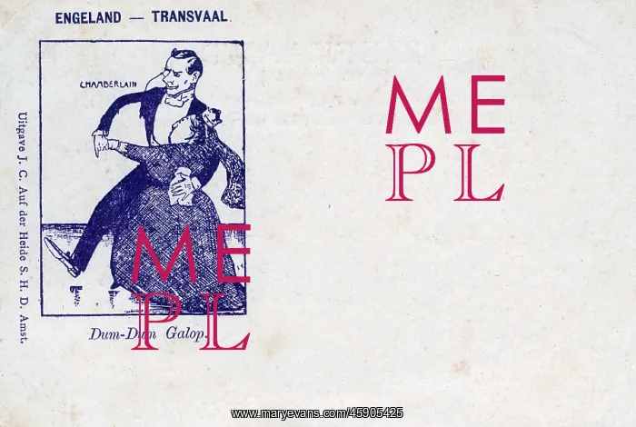 : Line drawing of Chamberlain and Queen Victoria dancing : Line drawing of Chamberlain and Queen Victoria dancing