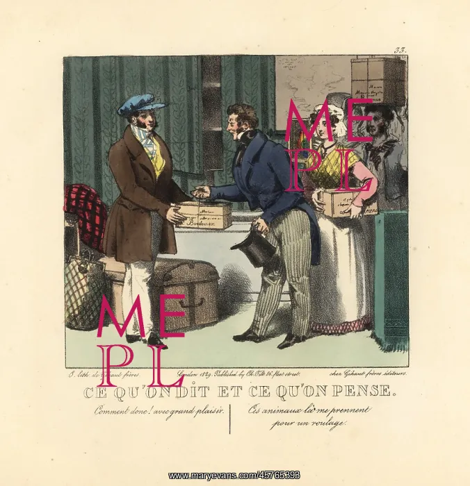 : A line of people bringing boxes and crates to a porter : A line of people bringing boxes and crates to a porter