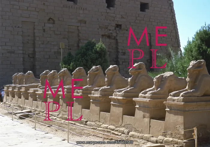 : Line of ram-headed sphinxes, temple of Rameses : Line of ram-headed sphinxes, temple of Rameses