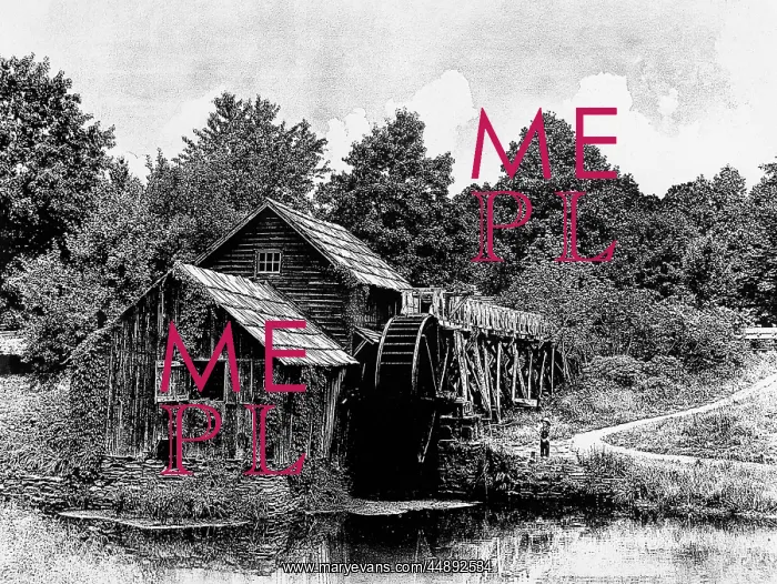 : Line Tone Of Old Mill With Boy : Line Tone Of Old Mill With Boy