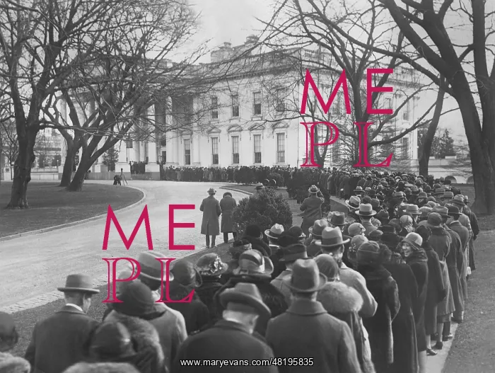 : Line in front of the White House in Washington at New Years : Line in front of the White House in Washington at New Years
