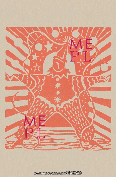 : Linocut of a Clown in orange and white : Linocut of a Clown in orange and white