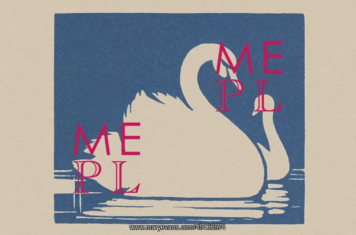  : Linocut of swans
