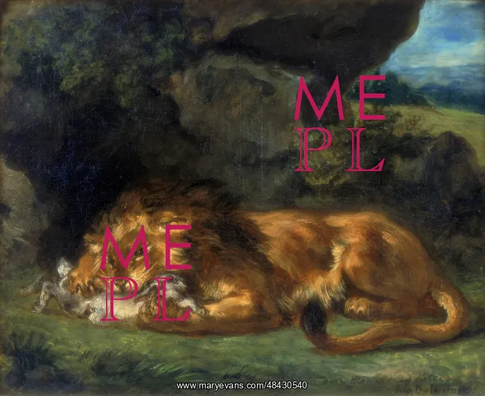 : Lion Devouring a Rabbit Artist: Eugene Delacroix : Lion Devouring a Rabbit Artist: Eugene Delacroix