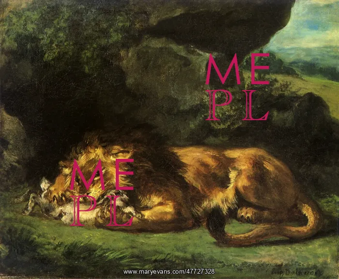  : Lion Devouring a Rabbit, by Delacroix