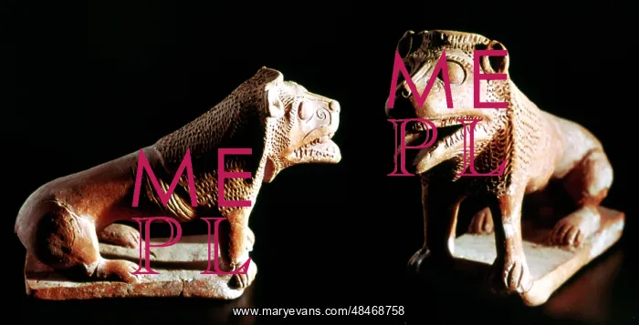 : Two lion figures in fired clay, from the Punic : Two lion figures in fired clay, from the Punic