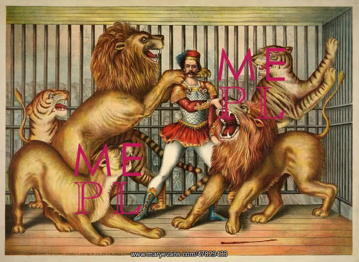 : Lion Tamer, Circus Poster, 1873 : Lion Tamer, Circus Poster, 1873