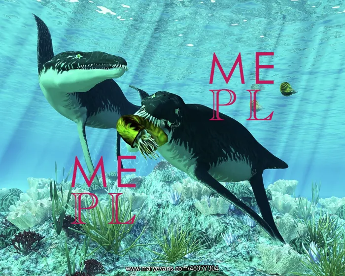 : Liopleurodon eating an ammonite : Liopleurodon eating an ammonite