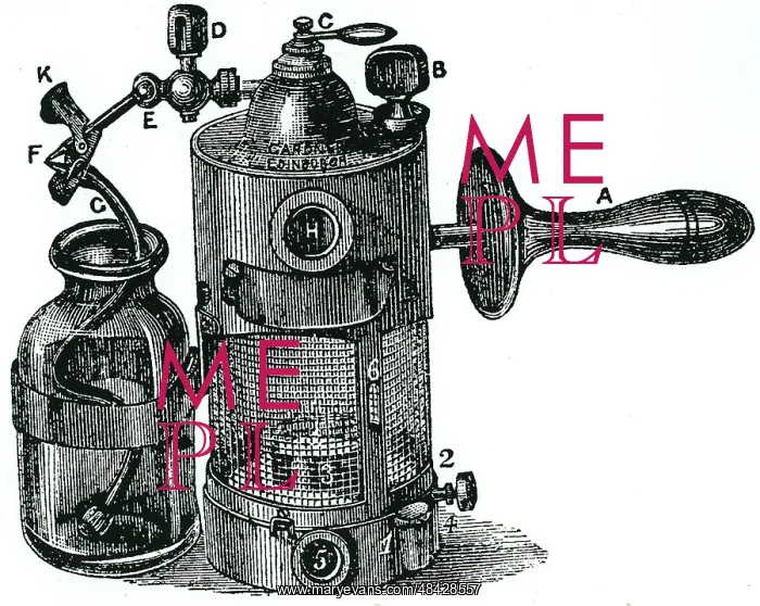 : Lister's steam spray. This supplanted his Donkey : Lister's steam spray. This supplanted his Donkey