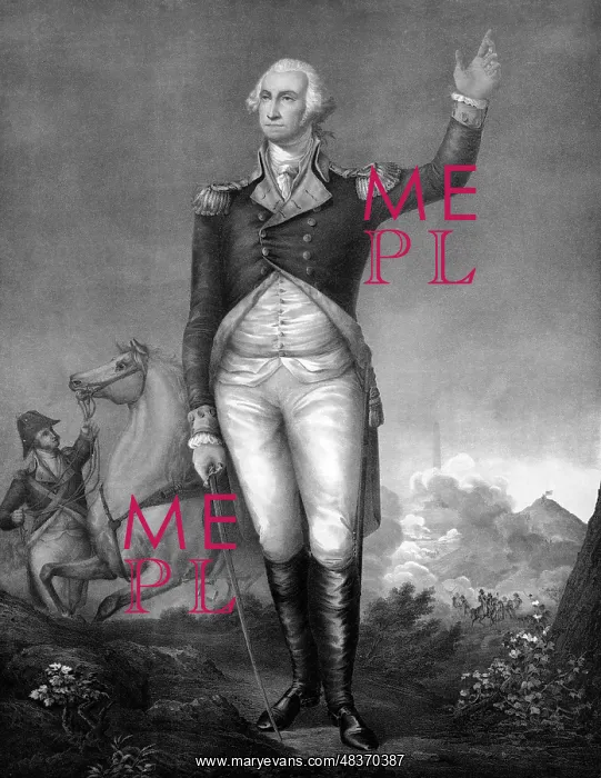 : Lithograph of George Washington in uniform during : Lithograph of George Washington in uniform during