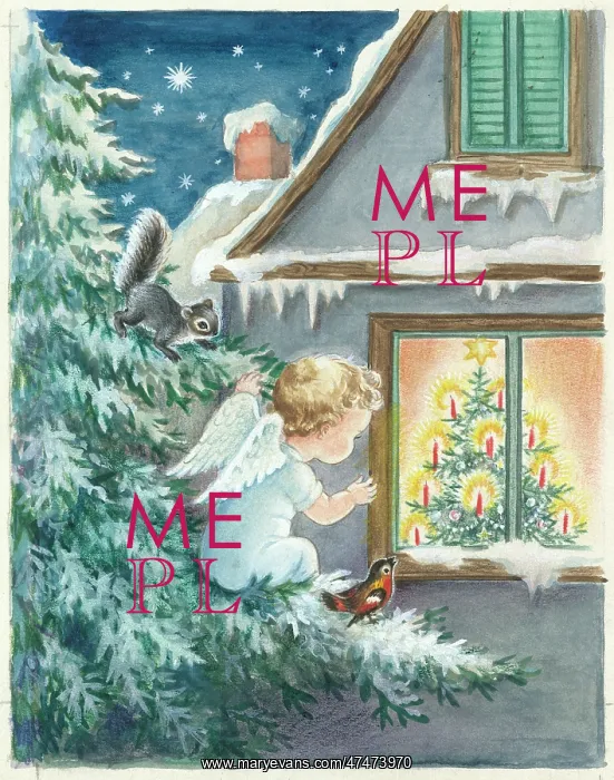 : Little angel with robin and squirrel on Christmas tree in ga : Little angel with robin and squirrel on Christmas tree in ga