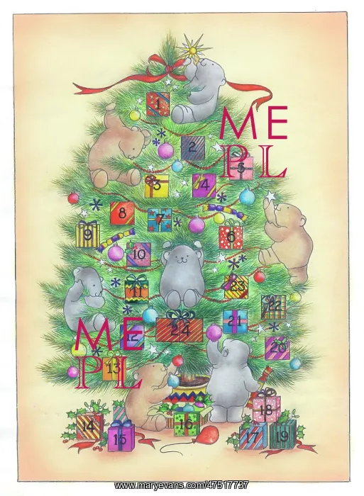 : Little bears decorating Christmas tree : Little bears decorating Christmas tree
