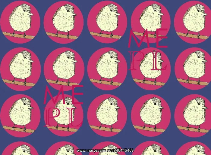  : Little bird on a branch repeating pattern