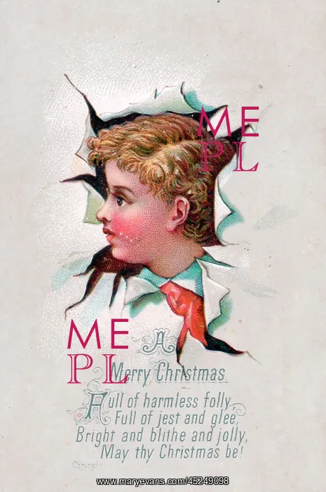 : Little boy on a Christmas card : Little boy on a Christmas card