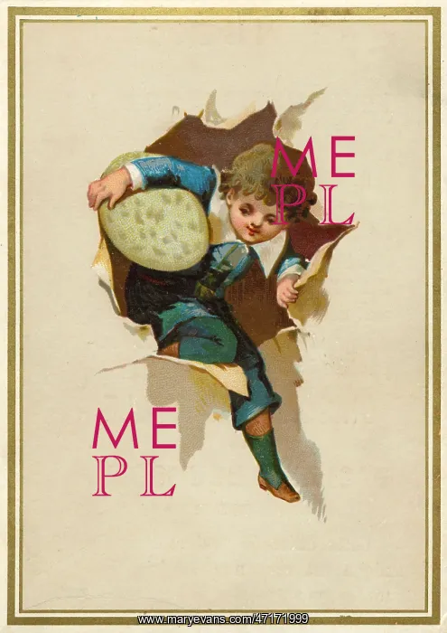 : Little boy with an Easter egg bursting through paper : Little boy with an Easter egg bursting through paper