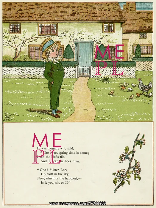 : Little boy in a garden in the spring : Little boy in a garden in the spring