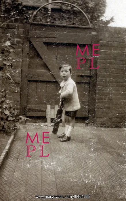  : Little boy practising cricket in the back yard