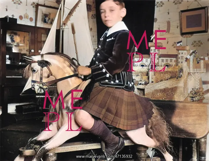 : Little boy on rocking horse : Little boy on rocking horse