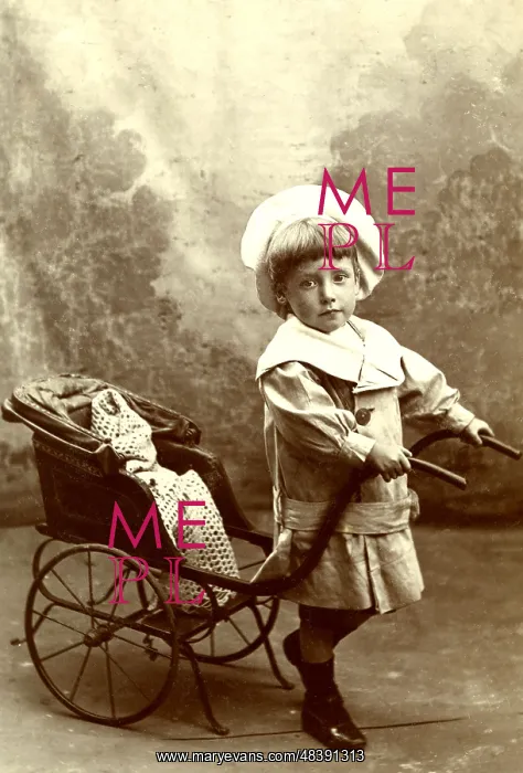 : Little boy with a toy rickshaw : Little boy with a toy rickshaw