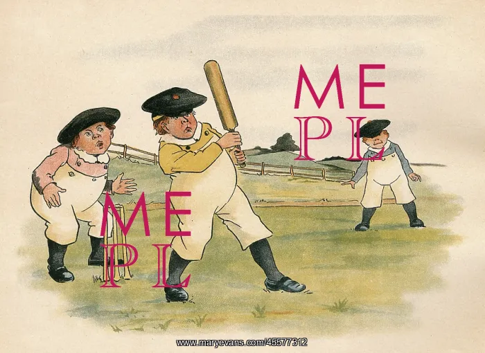 : Three little boys play cricket at school : Three little boys play cricket at school
