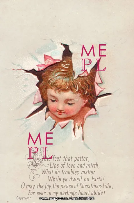 : Little child on a Christmas card : Little child on a Christmas card