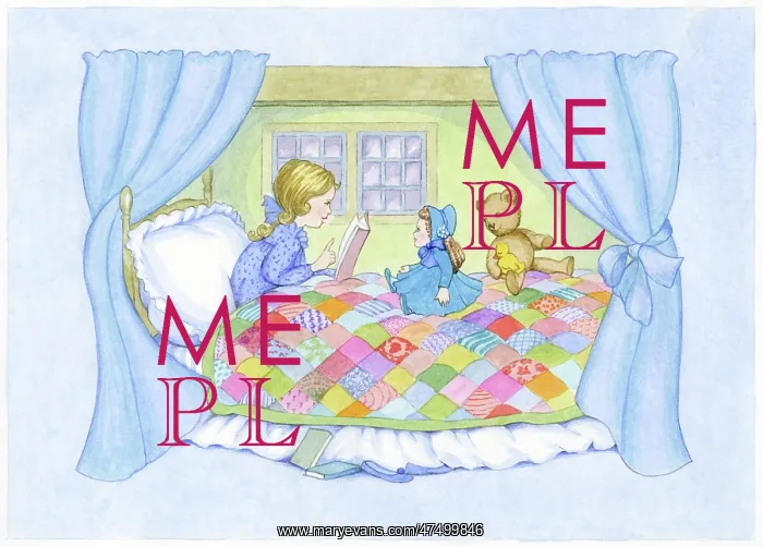 : Little girl in bed with patchwork quilt : Little girl in bed with patchwork quilt