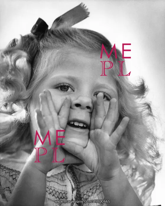 : Little girl hands to face calling out : Little girl hands to face calling out