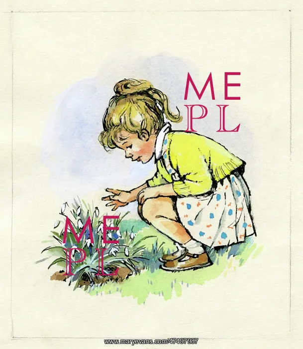 : Little Girl looking at Snowdrops : Little Girl looking at Snowdrops