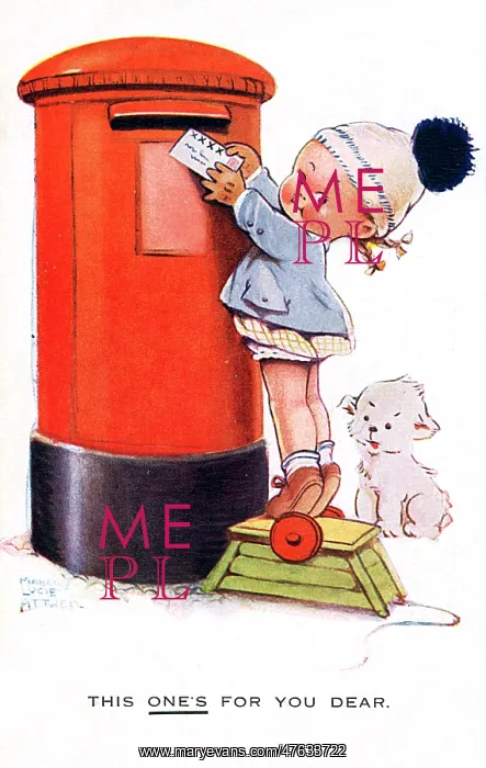: Little girl posting a letter : Little girl posting a letter