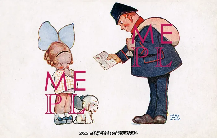 : Little girl and postman : Little girl and postman