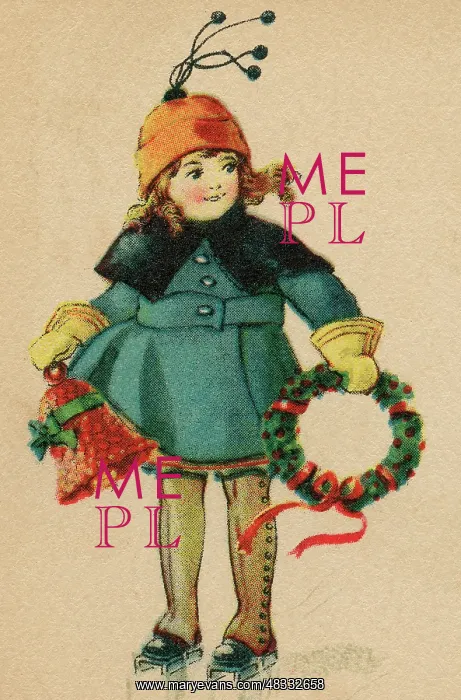  : Little girl with wreath and bell