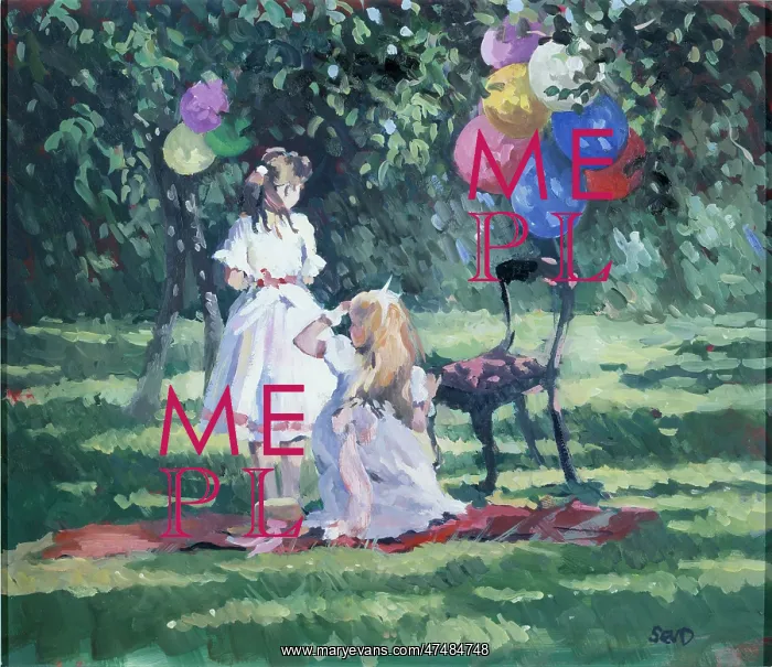 : Two little girls in a garden : Two little girls in a garden