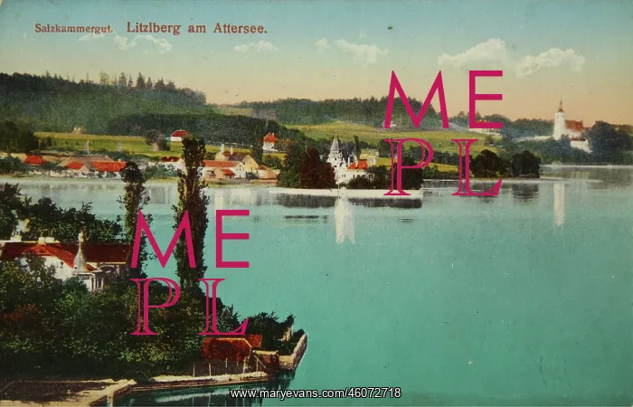 : Litzlberg at Lake Attersee. View from the west over : Litzlberg at Lake Attersee. View from the west over
