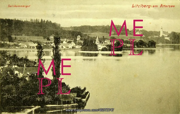 : Litzlberg at Lake Attersee. View from the west over : Litzlberg at Lake Attersee. View from the west over