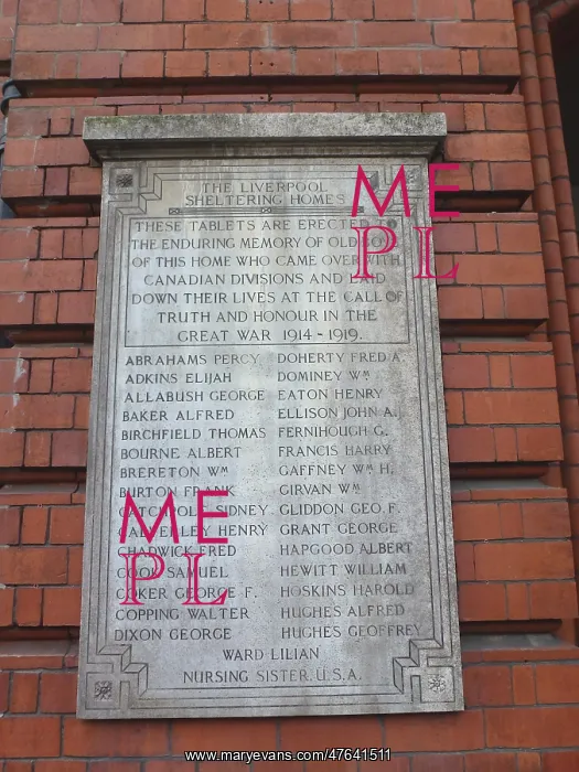 : Liverpool Sheltering Homes plaque : Liverpool Sheltering Homes plaque