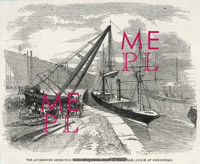 : Livingstone's steamer in sections at Birkenhead : Livingstone's steamer in sections at Birkenhead