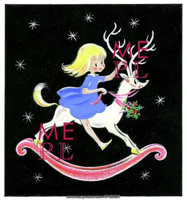 : Llittle girl on a rocking deer : Llittle girl on a rocking deer