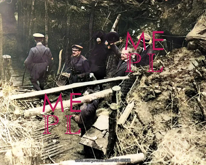 : Lloyd George emerging from German dugout, WW1