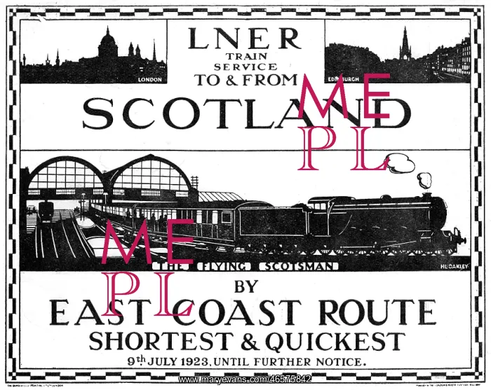 : LNER to Scotland advert designed by H. L. Oakley : LNER to Scotland advert designed by H. L. Oakley