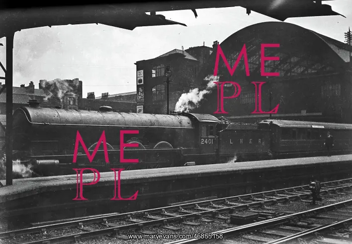 : LNER steam engine outside a station : LNER steam engine outside a station