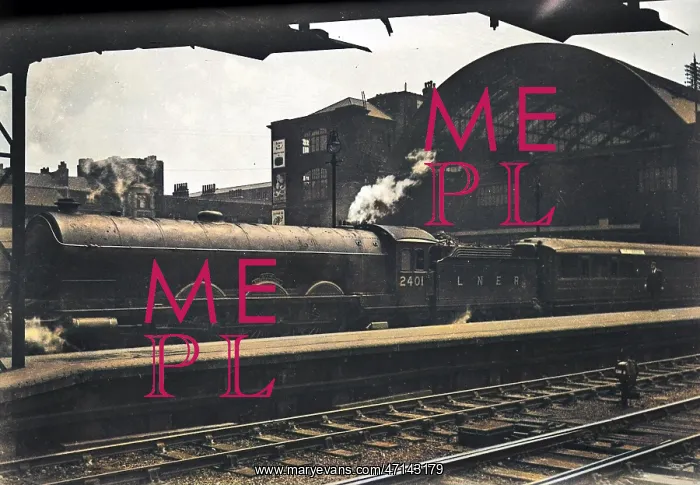 : LNER steam engine outside a station : LNER steam engine outside a station