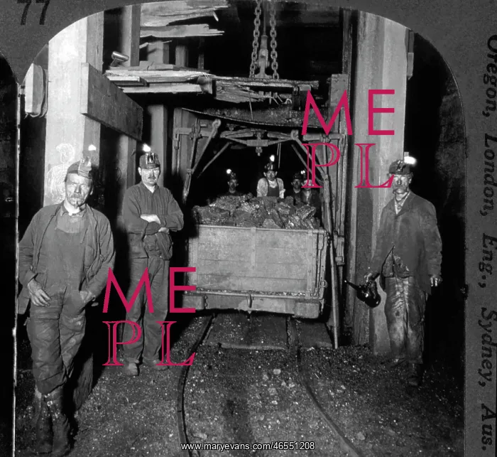 : Loading Cage with Coal Car at Bottom of Shaft : Loading Cage with Coal Car at Bottom of Shaft
