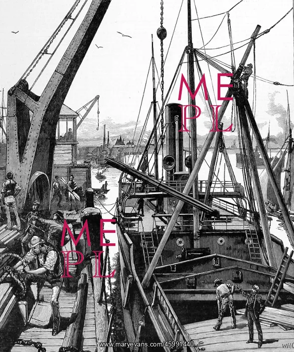 : Loading a Steamship, Woolwich 1884 : Loading a Steamship, Woolwich 1884
