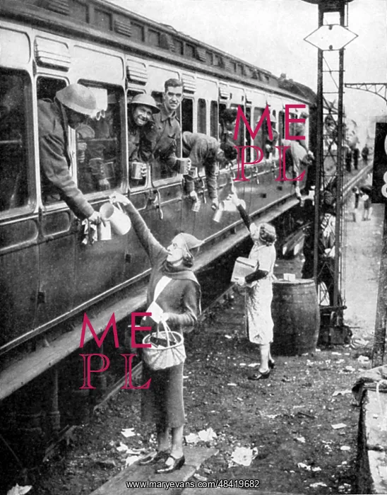 : Local residents supplying refreshments to trainload : Local residents supplying refreshments to trainload