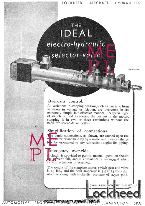 : Lockheed Electro-Hydraulic Selector Valve : Lockheed Electro-Hydraulic Selector Valve
