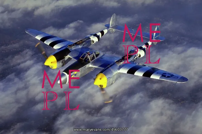 : Lockheed P-38J Lightning -in D-Day stripes to help dist : Lockheed P-38J Lightning -in D-Day stripes to help dist